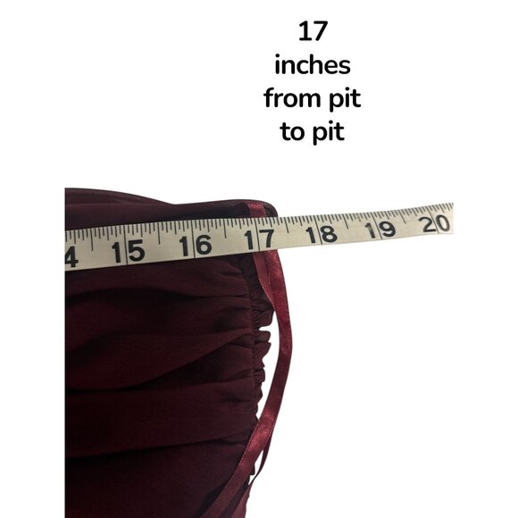 Eva Blue Burgundy Asymmetrical Slip Dress | Ruched Tie Bust Satin Midi Dress | R - Picture 9 of 10